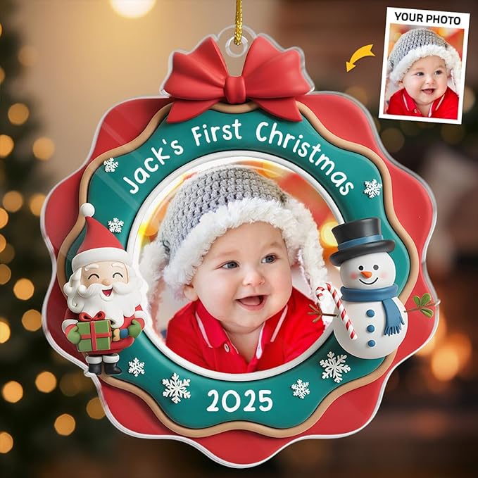 Pawfect House Custom Photo Acrylic Ornament, Personalized Christmas Baby Shower, Gender Reveal Gifts For New Moms, New Dads, New Parents, Christmas Tree Decorations For New Parents, House Warming Gift