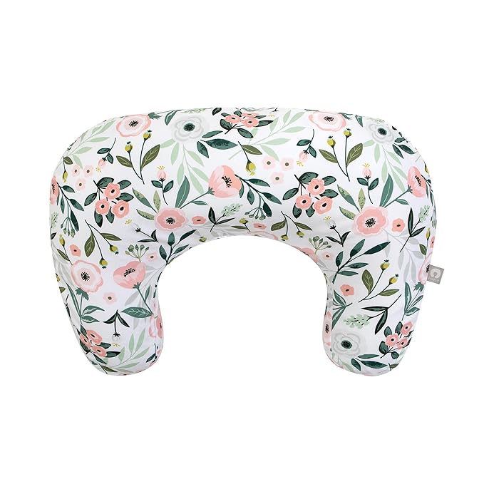 Boppy Nursing Pillow - Ergonomic Bottle & Breastfeeding Pillow with High, Firm, Large Area, Water-Repellent Cushion with Washable Cover; Baby Safety Alliance Verified - Pink Garden Flowers