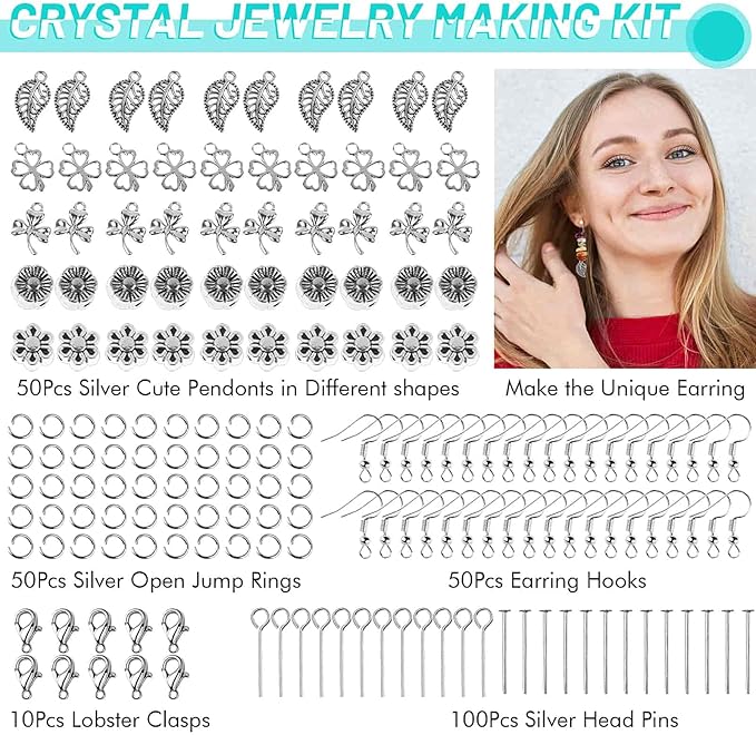 selizo Jewelry Making Kits for Adults Women with 28 Colors Crystal Beads, 1660Pcs Crystal Bead Ring Maker Kit with Jewelry Making Supplies