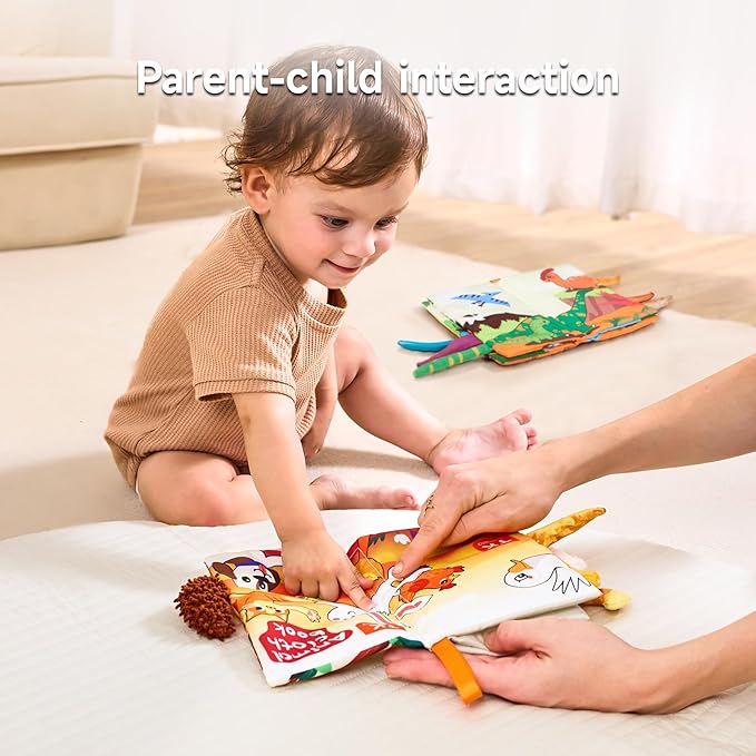 TUMAMA TK 2PCS Baby Books 0-6 Months, Soft Cloth Books for Babies Infants Toddler, Touch and Feel Crinkle Cloth Books 6 to 12 Months, Early Development Interactive Toys Gifts for Boys Girls