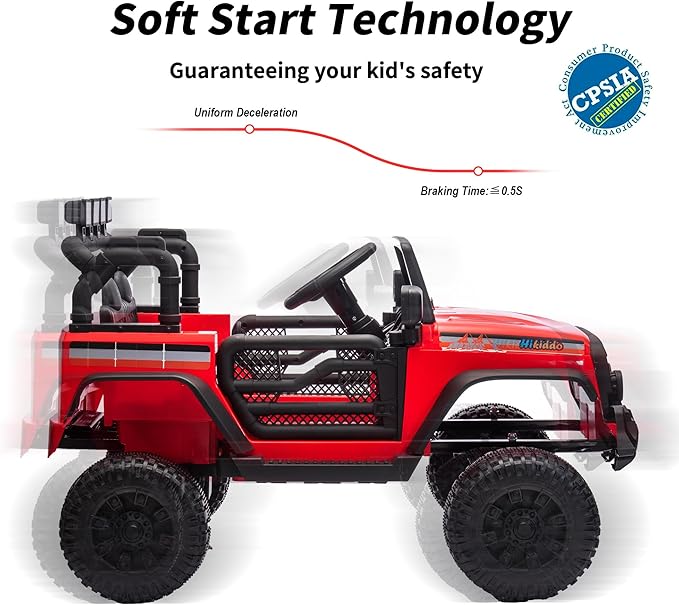 12V Kids Ride on Car Truck, Kids Electric Vehicles Car Ride on Toy for Toddlers 3-5 with Remote Control - Red