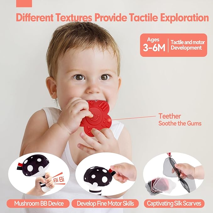 hahaland High Contrast Baby Toys for Newborn - Infant Baby Black and White Sensory Newborn Toys for Brain Development Montessori Tummy Time Toy for 0 3 6 Months