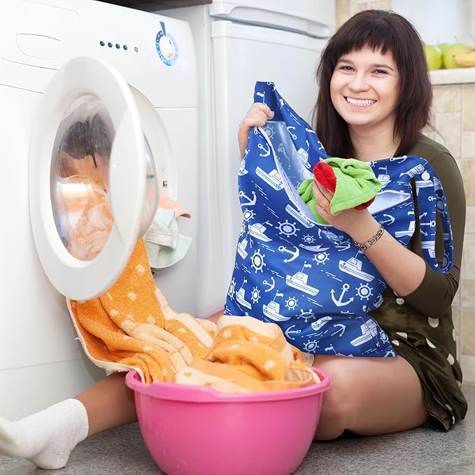 Shappy 2 Pcs Large Travel Laundry Bag Washable Waterproof Wet Dry Large Dirty Clothes Bag Bathing Workout(Navigation)