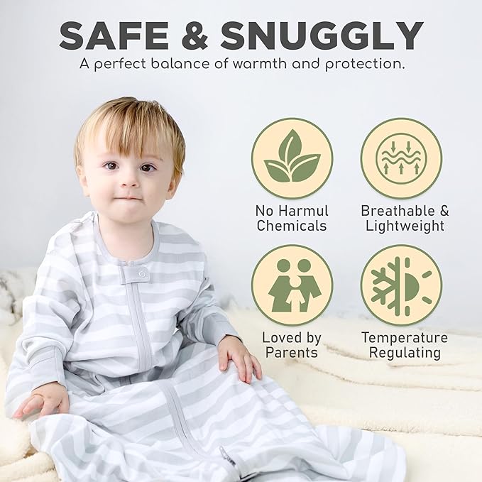 Mama Cheetah Baby Sleep Sack with Sleeves, 0.5 TOG Organic Cotton Wearable Blanket and Two-Way Zipper, Swaddle Transition Long Sleeve Sleeping Bag for Newborn Infant Toddler, 18-24 Months