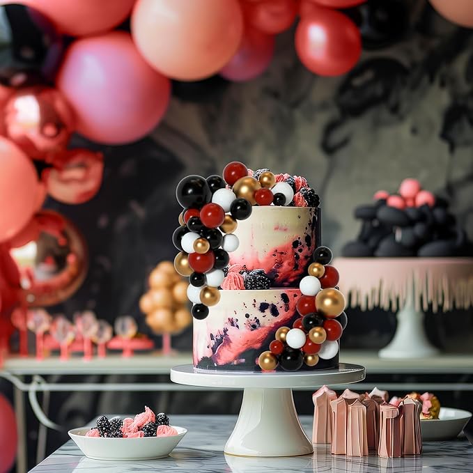 75 Pieces Cake Balls Topper Decorations Foam Cupcake Topper Mini Balloon Cake Topper Picks for Deco Birthday Party Wedding（Black, Red, Gold, White）