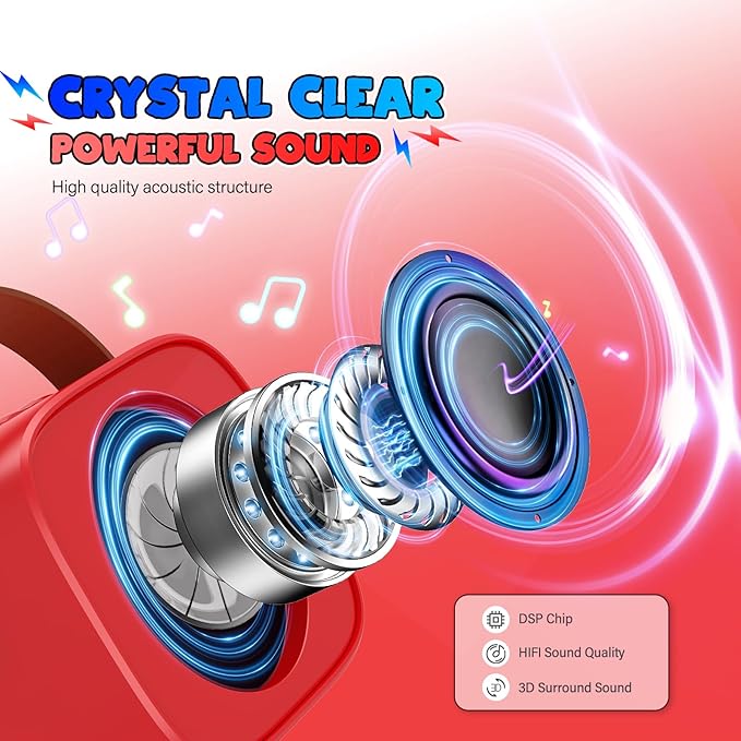 Mini Karaoke Machine Toys Gifts: Kids Toys Birthday Gifts for 4 5 6 7 8 9 Years Old Girl Boy LED Portable Bluetooth Speaker with 2 Wireless Microphone Girl Boy Kid Adult Gift Age 3-12+