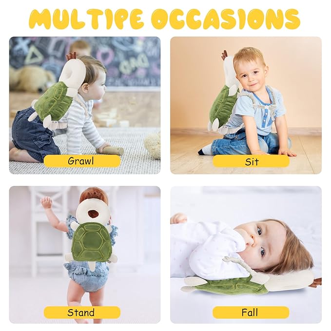 Baby Head Protection Backpack - Soft & Comfortable, Cute Cartoon Design, Turtle