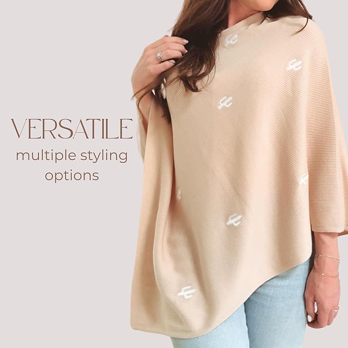 Breathable Nursing Cover Poncho – Stylish Multi-Use Breastfeeding Scarf, Car Seat Cover & Baby Blanket for Modern Moms