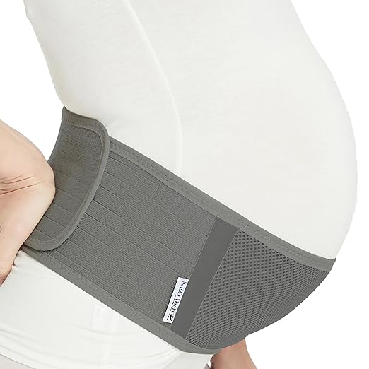 NeoTech Care Adjustable Maternity Belt - Light and Breathable Pregnancy Belly Support Band for Pregnant Women (Grey, Regular Size)