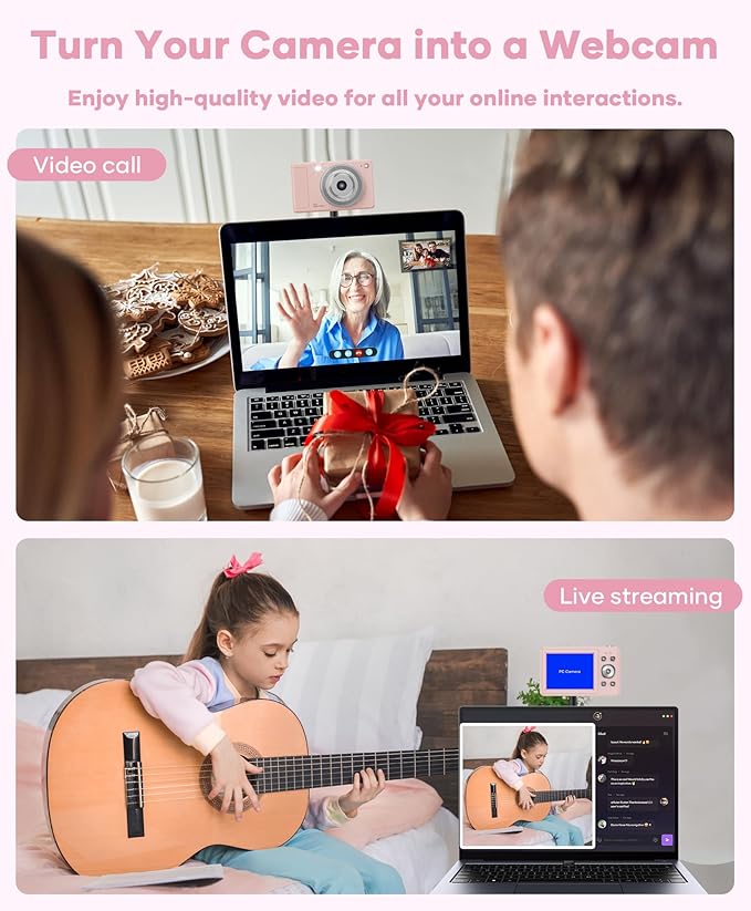 WONNIE Digital Camera 56MP, FHD 1080P Point & Shoot Camera with 32GB SD Card, 2 Batteries, and Lanyard, Ideal for Kids & Teens, Suitable Gift for Girls