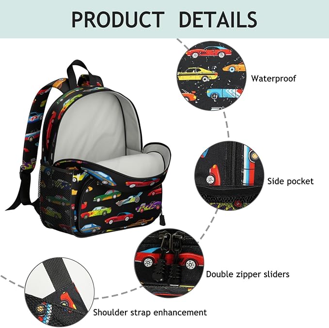 Toddler Backpack for Boys 3-8: Preschool Kindergarten Backpack - Cute Kids Backpacks for Boys-Sports Car