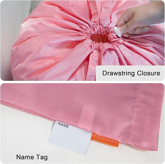 Polecasa Heavy Duty Large Laundry Bag with 130gsm Tear Resistant Fabric and Handles, Easy to Carry Durable Dirty Clothes Drawstring Bag, Perfect for College Dorm, Travel - 28”x36”, Pink