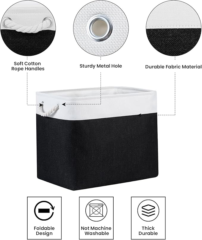 Bidtakay Baskets Extra Large Storage Bins for Clothes Set of 2 Black Baskets for Organizing Fabric Bins 17x12x15 In Tall Baskets with Handles Decorative Basket for Home Organiztion Dog Toy Baskets