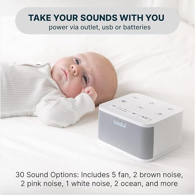 Serene Evolution 30 Sound White Noise Machine - Sleep Machine for Adults, Baby With Rain, Ocean, Pink Noise - Brown