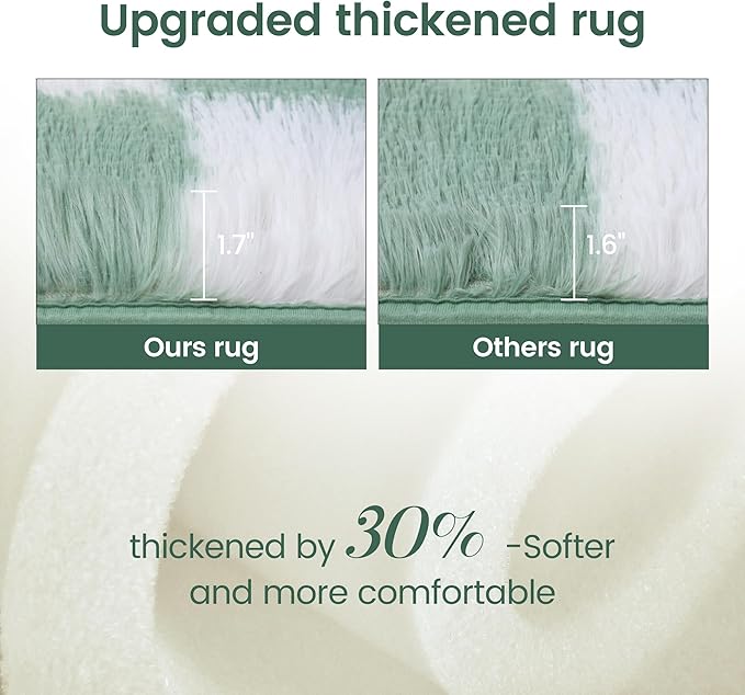 Super Soft Rug for Bedroom, 5x7 ft Sage Green and White Area Rug Classic Checkered Shaggy Anti-Skid High Pile Soft Fluffy Rug Fuzzy Carpet for Living Room Bedroom Kids Room Nursery, Dorm