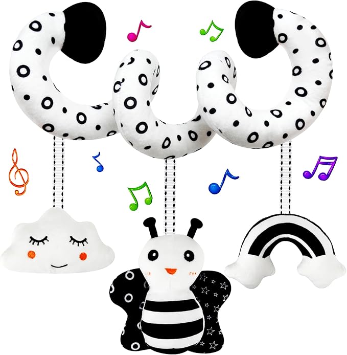Black and White High Contrast Baby Toys - Sensory Infant Hanging Carseat & Stroller Toy for Newborns 0-6,6-12Months Perfect Easter Birthday & Baby Shower for Babies Boys Girls