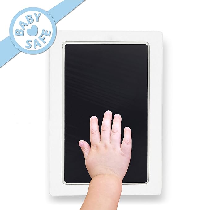 Large Clean Touch Ink Pad for Baby Handprints and Footprints – Inkless Infant Hand & Foot Stamp – Safe for Babies, Doesn’t Touch Skin – Perfect Family Memory or Gift, Black Print Kit by Tiny Gifts