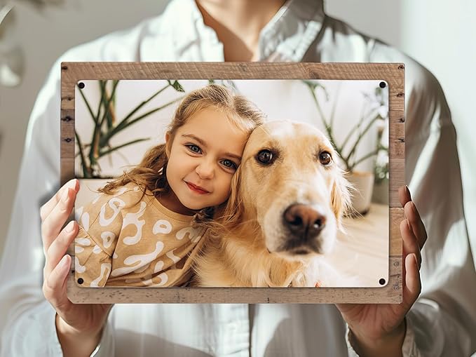 MUNDAZE Custom Portrait Metal Print on Reclaimed Wood Pallet Frame – Personalized Family Photo Gift – Glossy Aluminum Wall Art Keepsake – Made and Shipped in USA (10 x 7)