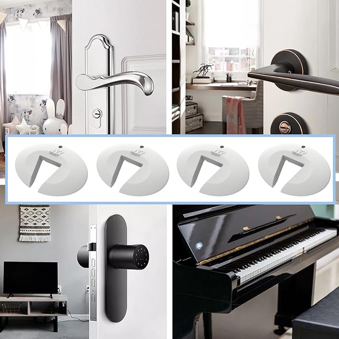 Door Pinch Guard and Door Slam Stopper, Durable Silicone Door Finger Pinch Guard, Prevents Finger Pinch Injuries, Slamming Doors, Door Safety for Kids, 4 Packs White Basic.