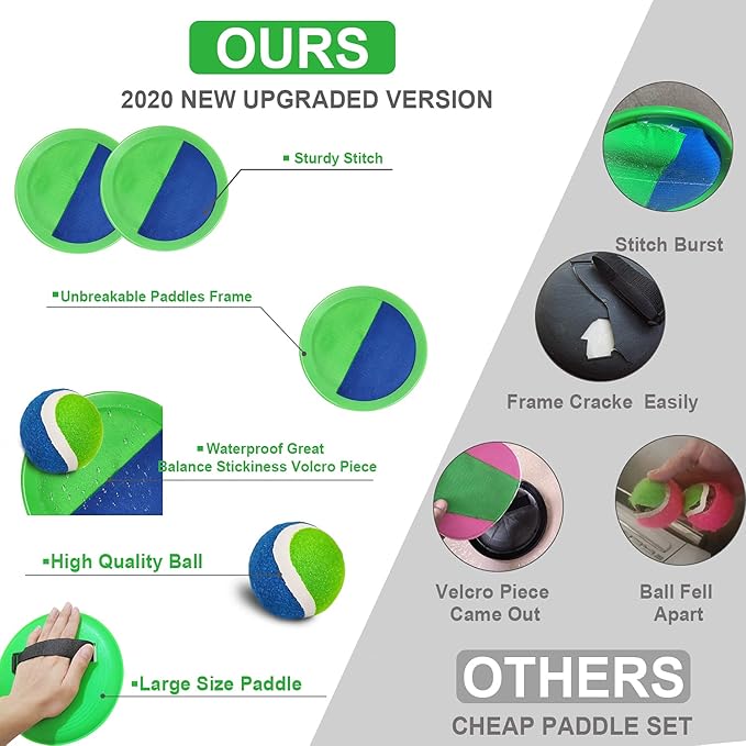 Jalunth Ball Catch Set Game Toss Paddle - Beach Toys Back Yard Outdoor Games Pool Backyard Target Throw Catch Sticky Set Age 3 4 5 6 7 8 9 10 11 12 Years Old Boys Girls Kids Easter Gifts Blue