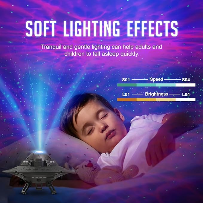 UFO Galaxy Projector, LED Lights for Bedroom, Star Projector, Night Light for Kids and Adults, Starry Nebula Ceiling LED Lamp, Room Decor Aesthetic, Gifts for Christmas, Birthdays, Valentine's Day