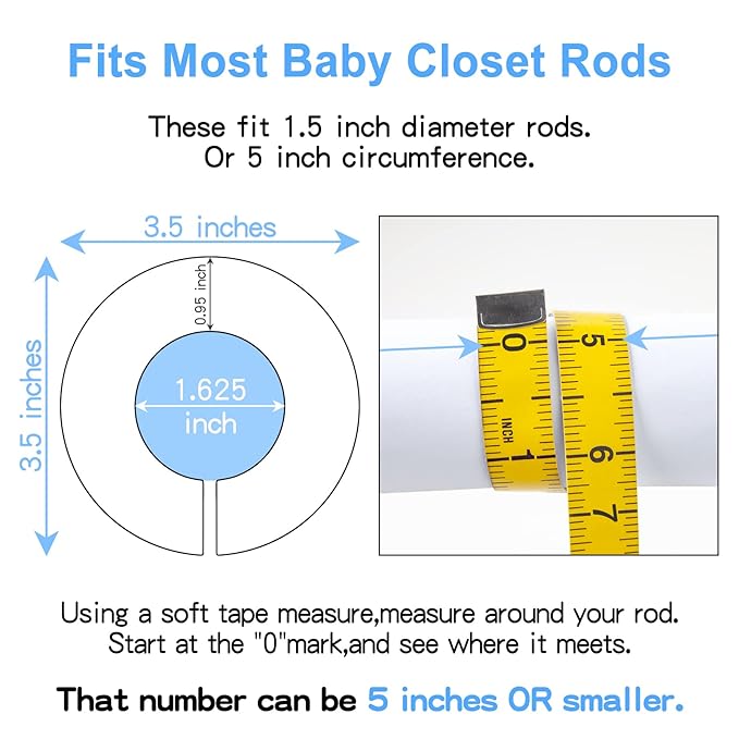 Pro Goleem Baby Closet Dividers Blue Baby Closet Organizer for Nursery Baby Clothes Size Age Dividers Fits 1.5" Rod 6 PCS