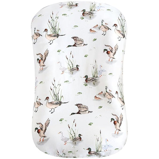 LifeTree Muslin Baby Lounger Cover, Newborn Slipcover Lounger Cover for Boys Girls Infant, Soft 70% Viscose from Bamboo and 30% Cotton, 1 Pack Cover Only, MallardDuck Pattern
