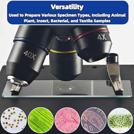 Blank Glass Microscope Slides and Covers - Ground Edges & 45° Clipped Corners, High-Clarity, Pre-Cleaned, 50 Slides & 100 Coverslips, Microscope Accessories for Experiments & Analyses