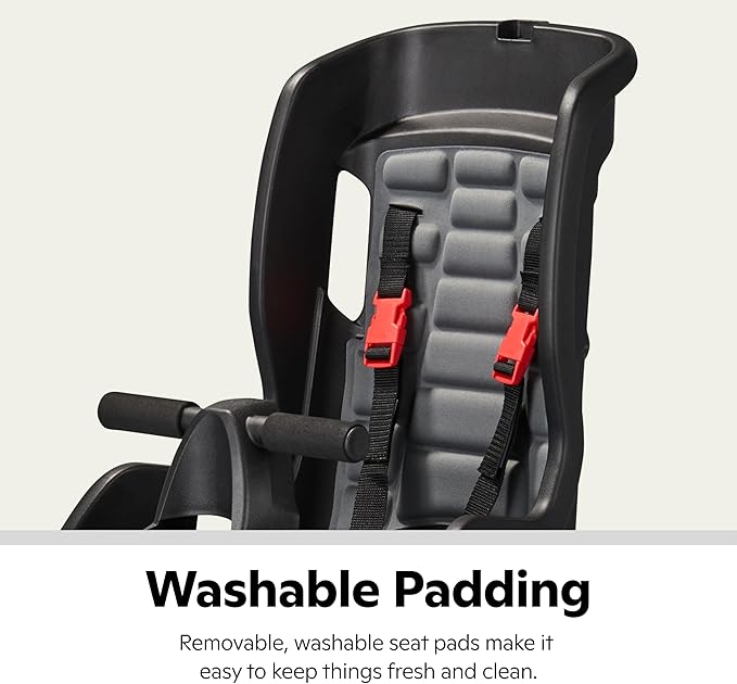 Schwinn Deluxe or Ovation Child Bike Carrier, Seats one Kid Ages 1+, Frame Mount, Adjustable Safety Harness, Quick Release Design, Comfortable Padding, Rear-Mounted Child Bike Seat for Toddler