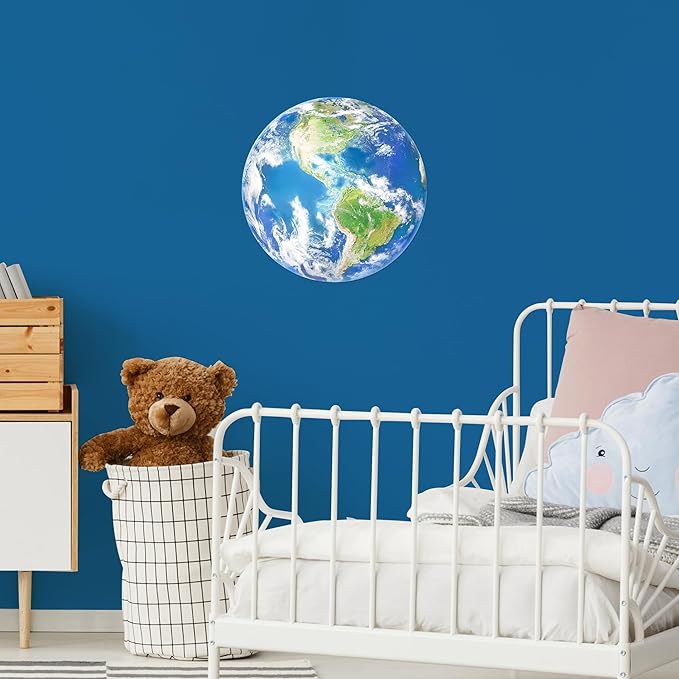 Glow in The Dark Earth for Ceiling, Luminous Planet Wall Sticker, Kids Bedroom Wall Decal, Sticky Fluorescence Earth, Gift for Boys and Girls (Blue)