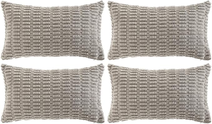 Fancy Homi 4 Packs Grey Decorative Throw Pillow Covers 14x24 Inch by Fancy+Homi