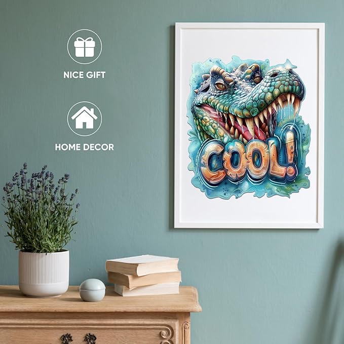 Wooden Puzzles for Adults 500 Pieces, Cool Crocodile Jigsaw Puzzles Animal Unique Shaped Wood Cut Puzzle Gifts for Adults and Kids, Family Puzzle Games