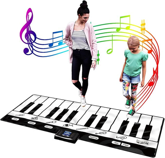 SUNLIN 6ft. Piano Mat, Floor Keyboard Playmat: 24 Keys, 10 Demos, 8 Instrument Sounds, Record & Playback, Giant Interactive Musical Toys Gifts for Boys & Girls Age 3 4 5 6 7 8 9 Years Old