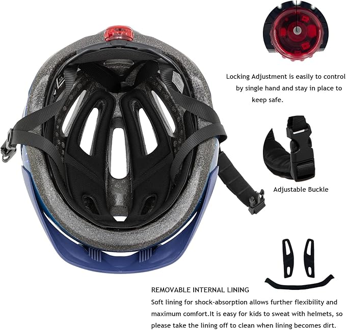 Exclusky Kids Bike Helmet with LED Light – Adjustable Multi-Sport Youth Helmet for Boys & Girls, Ages 5-12, Fits 50-57cm, Cycling Safety Gear