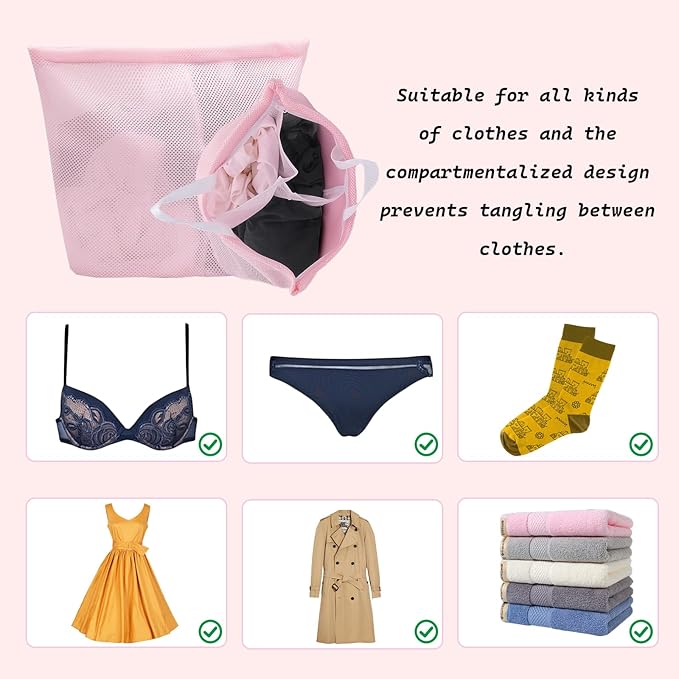 2 Pcs Special Zoning laundry bag for delicates with handles mesh laundry bags washing machine laundry totes travel storage and sorting bag(Blue2)