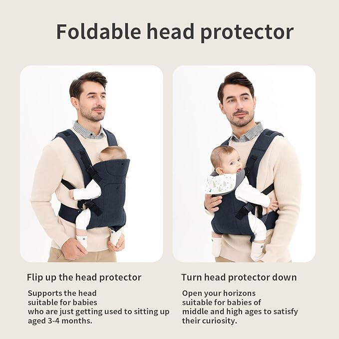 Baby Sling Carrier,4-in-1 Ergonomic Baby Backpack Front Carrier,Newborn to Toddler Wrap Lightweight Adjustable Baby Sling,DarkBlue