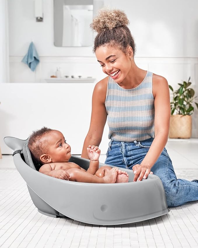 Skip Hop Infant Bath Tub 3-Stage Grow With Baby Smart Sling MOBY Bathtub Grey Age 0+