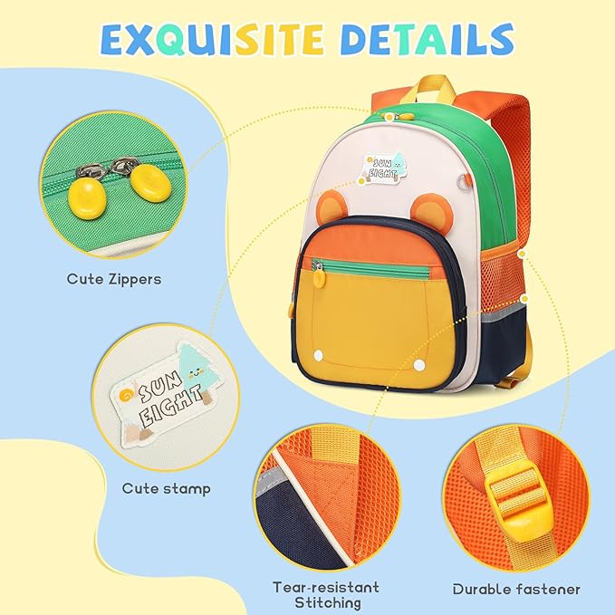 SUN EIGHT Toddler Backpack for Kids Backpacks Preschool Kindergarten Child Bookbag Travel Cute Daycare Backpack (Tiger)