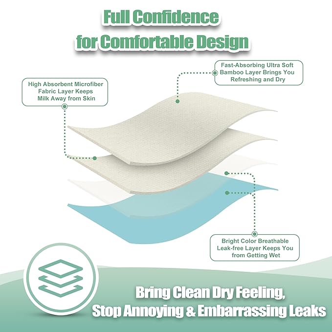 wegreeco Nursing Breast Pads (14 Pack) + Laundry Bag & Travel Storage Bag, 4.7 inch - Washable & Reusable Breastfeeding Nursing Pads (Plain Shape, Light Blue, Large)