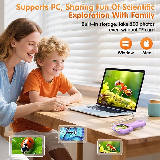 Microscope for Kids - Mini Pocket Kid's Microscope Handheld, 2.4" - 600X FHD Digital Microscope Educational Science Toys, Outdoor Toys for Kids Ages 4-8 8-12, Boys & Girls Christmas Birthday Gifts