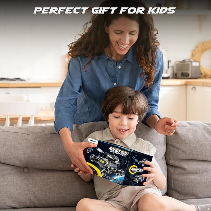 Robot Dog RC Stunt Car Toys - Gesture Sensing Remote Control car with Mecanum Wheels, LED Eyes, 3 Sound Effects,Water-Shooting Turret & RGB Lights,Birthday Gift for Kids Boys Girls