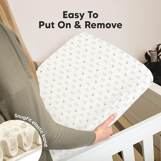 KeaBabies 2-Pack Organic Crib Sheets for Boys, Girls - 52x28 Fitted Crib Mattress Sheet Neutral, Breathable Jersey Cotton Cover for Baby Bed, Toddler Mattress, Soft & Cute Prints (Bumble Bear)