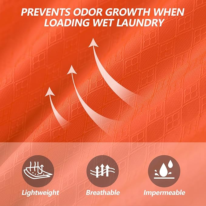 MissBoy Laundry Bag, Nylon Dirty Clothes Storage Bag, Splash-proof Travel Camping Laundry Bags with Zip, Lightweight Foldable Swimming Dry Wet Bag