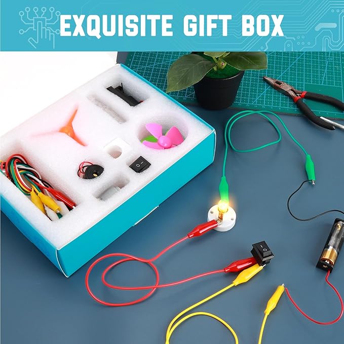 Sntieecr Electric Circuit Motor Kit for Kids 8-12, Electric Motor Kit with Box for DIY STEM Science Project, Educational Montessori Learning Kits Sets Science Kits Present for Children