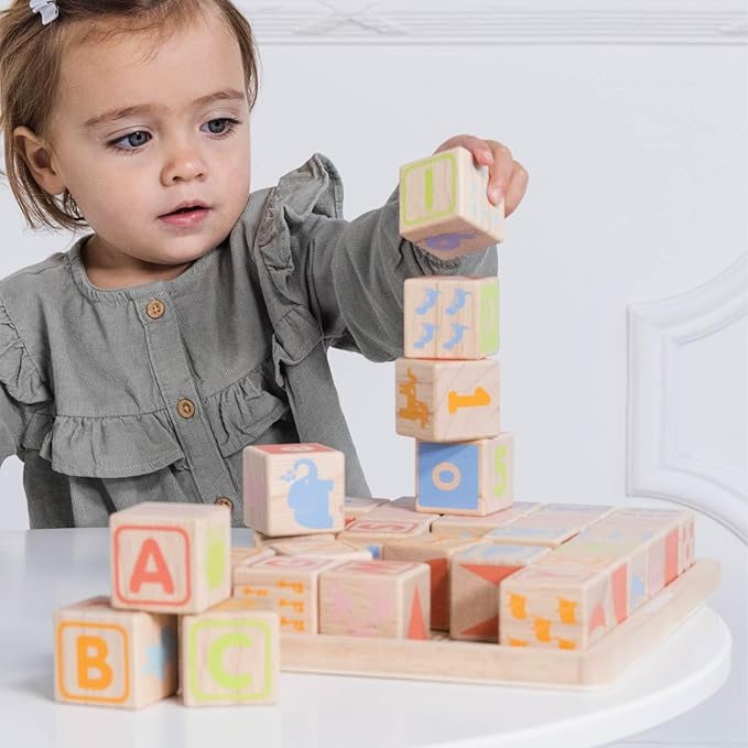 Le Toy Van - Petilou Wooden Educational ABC Wooden Blocks | Educational Wood Toys for Toddlers and Babies | Suitable for A Boy Or Girl 1 Year Old +