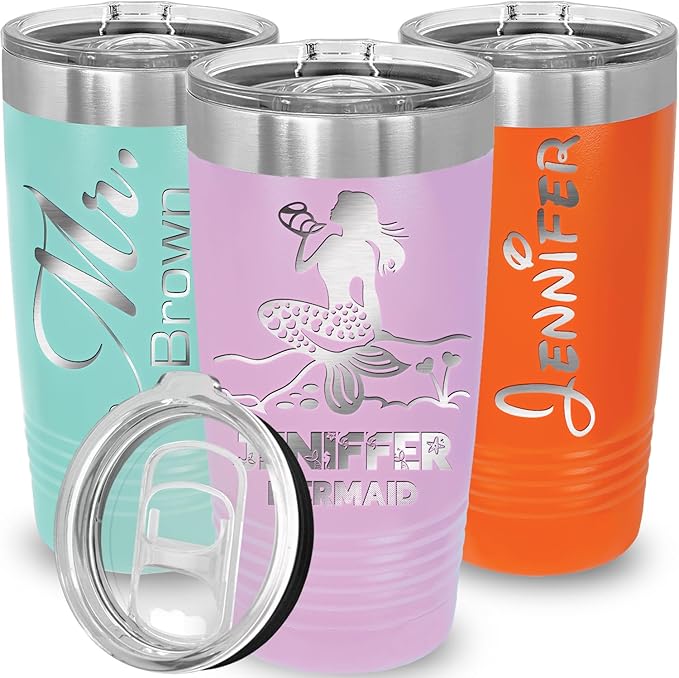 Personalized Tumbler for Her - Valentines & Graduation Gift, Insulated Stainless Steel, 20oz (Light Purple)