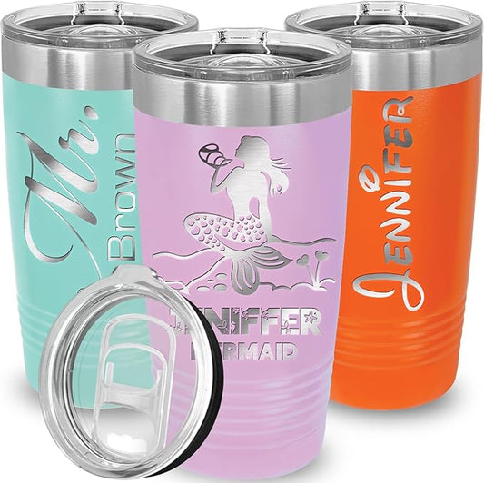 Personalized Tumbler for Her - Valentines & Graduation Gift, Insulated Stainless Steel, 20oz (Light Purple)