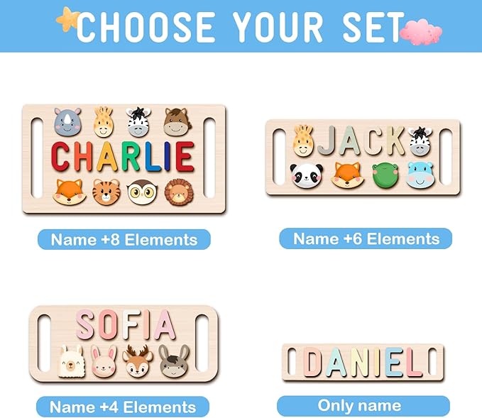 Newly Upgraded Personalized Name Puzzle for Kids, Custom Name Puzzle Personalized Baby Gifts 1st Birthday for Boys Girls Montessori Toys Nursery Decor Toddler Educational Toys
