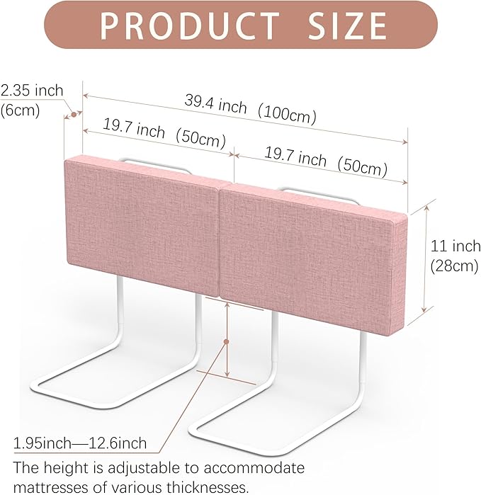 Bed Rail Bumpers for Toddlers, for Elderly Adults Safety, Adjustable Bed Side Guard Rails for Kids, Twin, Bunk, Queen & King Full Size Beds（Pink, 2 Packs）