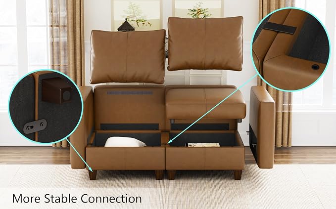 EASE MOOSE Faux Leather Sectional Couch Sofa - Image 7